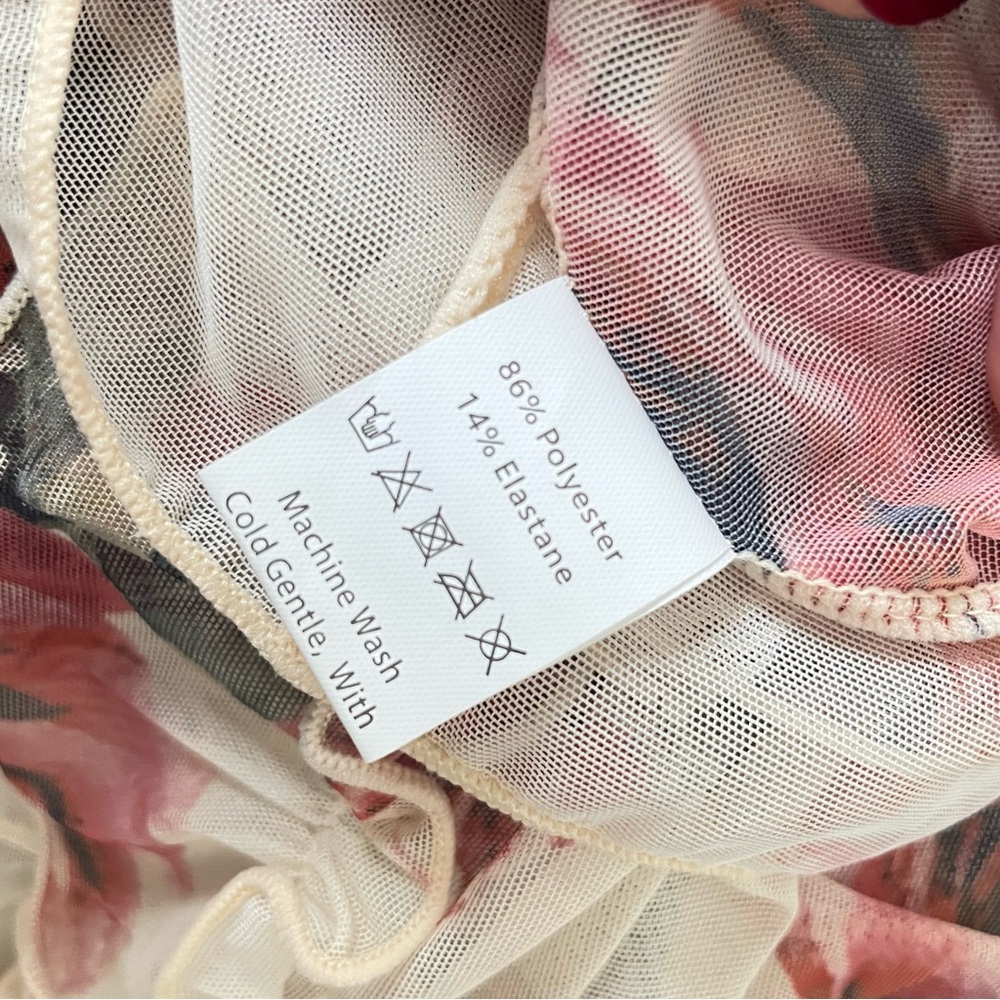 Floral Sheer Chemise with Ruffle Trim - Picture 11 of 11